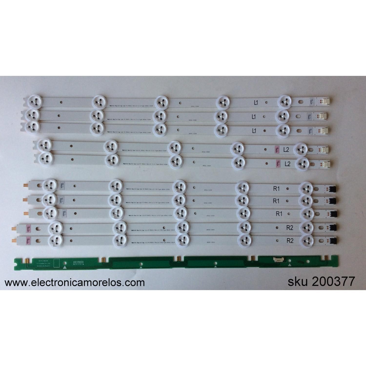 KIT DE LED PARA TV / LG DISPLAY LC420DU A-SFU1 / 42 ROW2.1 REV1.0 2 L1-TYPE / 42 ROW2.1 REV1.0 2 R1-TYPE / 42 ROW2.1 REV1.0 2 R2-TYPE / 42 ROW2.1 REV1.0 2 L2-TYPE / 6916L-1320A / MODELO 42LA6200-UA BUSYLJR / 42LA6200-UA AUSYLJM 